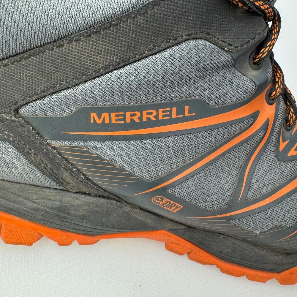Merrell Castle Rock Men 11 Grey Orange M-Select Waterproof Hiking Boots J35827